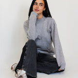 Bloomy Knit Sweater- Gray
