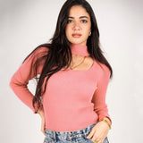 OPEN NECK TOP-PINK