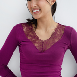 Lace V-Neck Long Sleeve Top