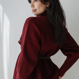 Wrap Cape Cardigan-Burgundy