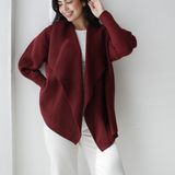 Wrap Cape Cardigan-Burgundy