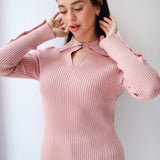 Grace Collar Knit top in pink