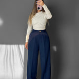 Elastic waist wide-leg pants