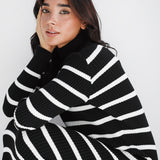 Striped knit dress - Black