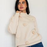 Bloomy Knit Sweater- Beige