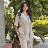 Short sleeve set in cream