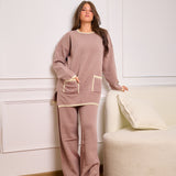 Knit Set with Front Pockets - Light Brown