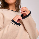 Knit Set with Front Pockets - Beige