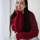 Soft Rib Knit Sweater- Burgundy
