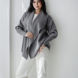 Wrap Cape Cardigan-Gray