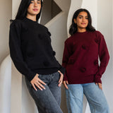 Bloomy Knit Sweater- Black