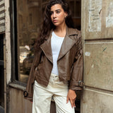 Downtown Leather Jacket-Brown