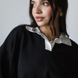Collar Knit Sweater-Black