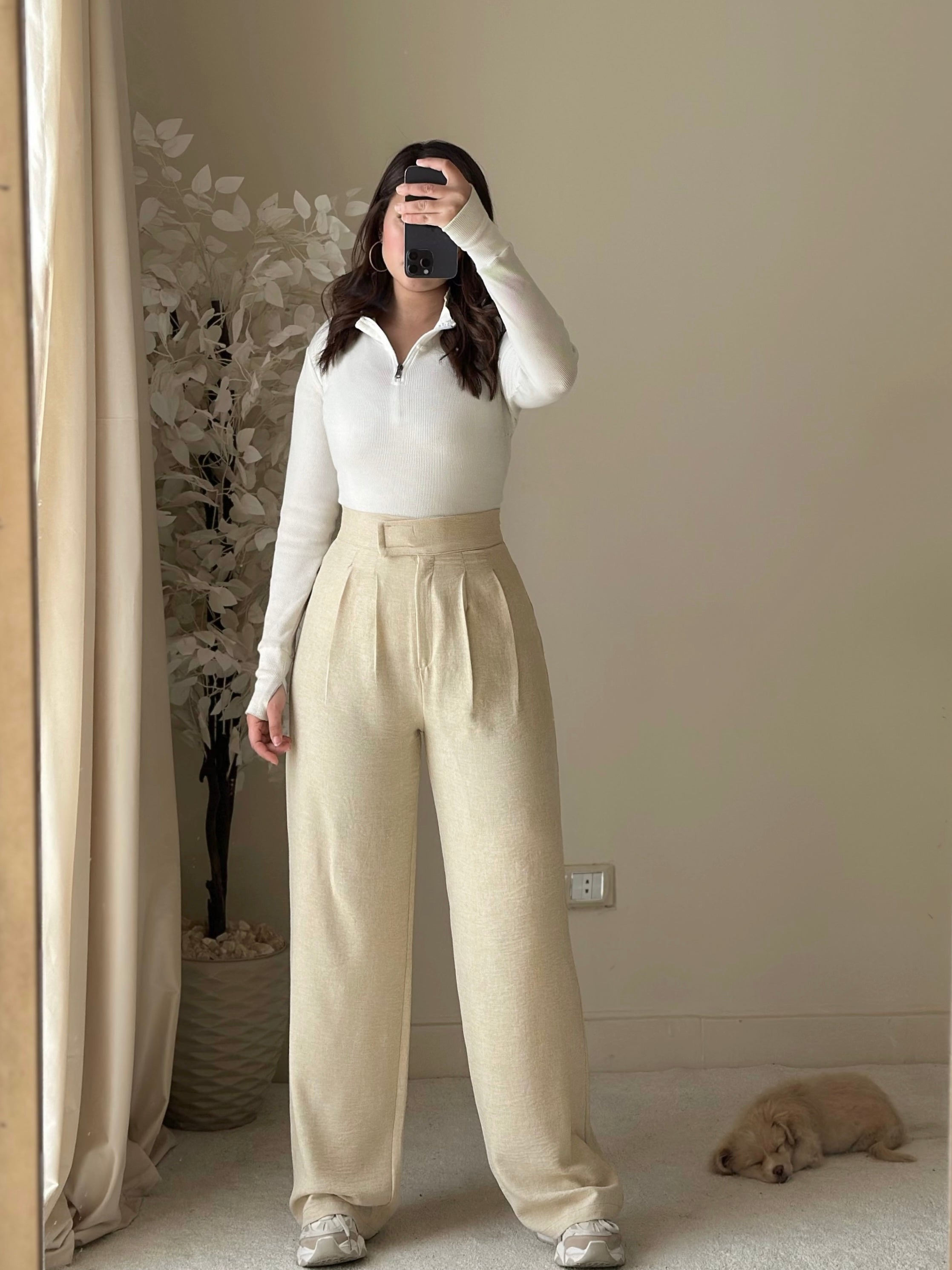 Linen wide-leg pants
