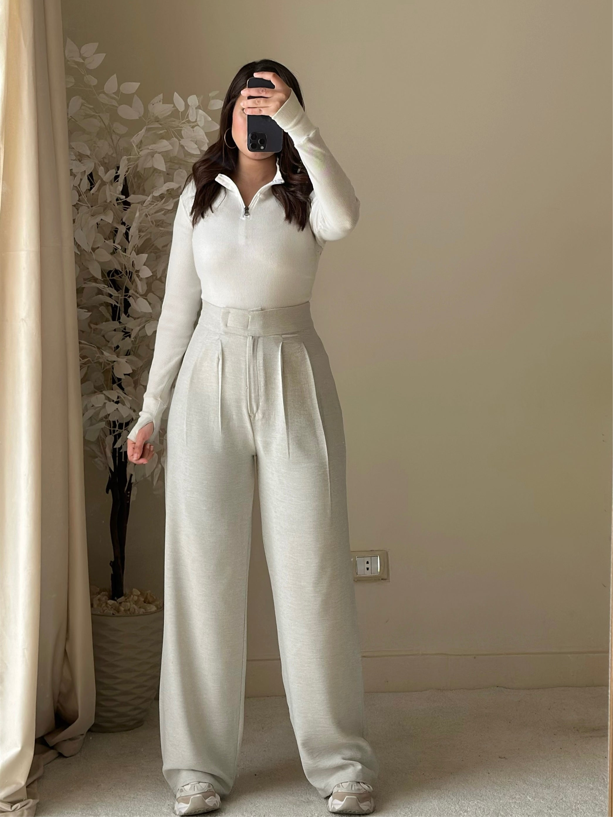 Linen wide-leg pants