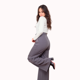 High Waist Pinstripe Pants - Gray
