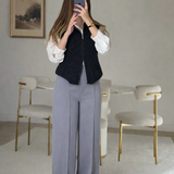 Front Seam Wide Leg Pants-Gray