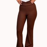 Cross waisted flare pants - Brown