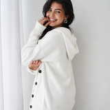 Oversized Hooded Knit Jacket-White