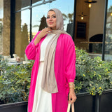 Linen Cardigan _ Fuchsia