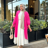 Linen Cardigan _ Fuchsia