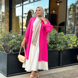 Linen Cardigan _ Fuchsia