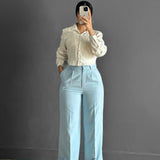 Wide Leg pants-Baby Blue