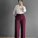 Wide Leg pants- Burgundy