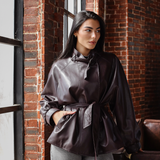 High Collar Leather Jacket-Burgandy