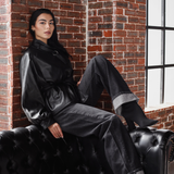High Collar Leather Jacket-Black