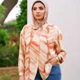 Boho linen shirt _ Mixed prints orange