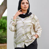 Boho linen shirt _ Mixed prints olive