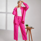 Linen Suit _ Fuchsia